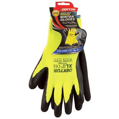 Dekton DT70756 Insulated Winter Gloves Size 10 (XL) Black/Green Pack of 12 Pairs