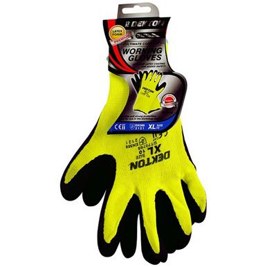 Dekton DT70766 Comfort Grip Gloves Size 10 (XL) Black/Hi-Vis Green Pack of 12 Pairs