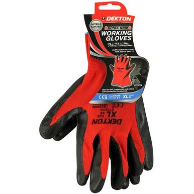 Dekton DT70774 Ultra Grip NItrile Coated Gloves Size 10 (XL) Black/Red Pack of 12 Pairs