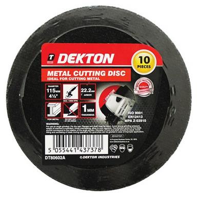 Dekton DT80602A Metal Cutting Disc 115mm x 1mm x 22.2mm Pack of 10