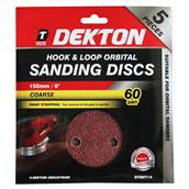 Dekton DT80714 150mm Hook & Loop Orbital Sanding Discs 60G Pack of 5