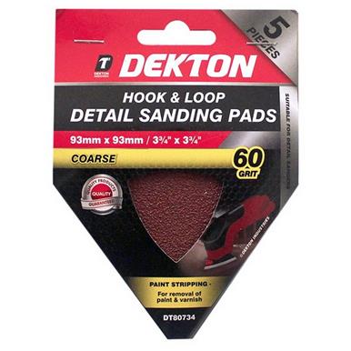 Dekton DT80734 Hook & Loop Detail Sanding Pads 93mm x 93mm 60G