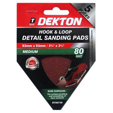 Dekton DT80736 Hook & Loop Detail Sanding Pads 93mm x 93mm 80G