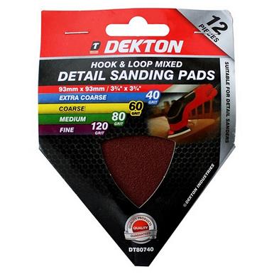 Dekton DT80740 Hook & Loop Detail Sanding Pads 93mm x 93mm Assorted