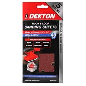 Dekton DT80752 Hook and Loop Sanding Sheets 93mm x 185mm 40G Pack of 5