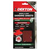 Dekton DT80756 Hook and Loop Sanding Sheets 93mm x 185mm 80G Pack of 5
