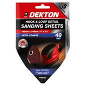 Dekton DT80762 Hook and Loop Detail Sanding Sheets 100mm x 140mm 40G Pack of 5