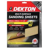 Dekton DT80772 Multi-Surface Sanding Sheets 280mm x 230mm 40G Pack of 10