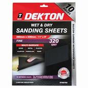 Dekton DT80782 Wet and Dry Sanding Sheets 280mm x 230mm 320G 10PK