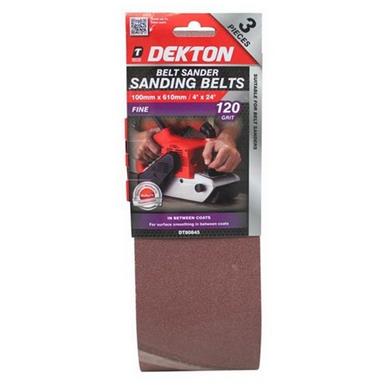 Dekton DT80845 Sanding Belts 120 Grit 100 x 610mm Pack of 3