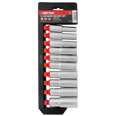 Dekton DT85124 1/2&quot; Drive Deep Metric Socket Set 10Pc