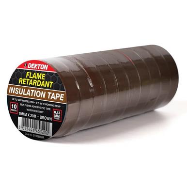 Dekton DT90856BR Insulation Tape Brown 19mm x 20m Pack of 10