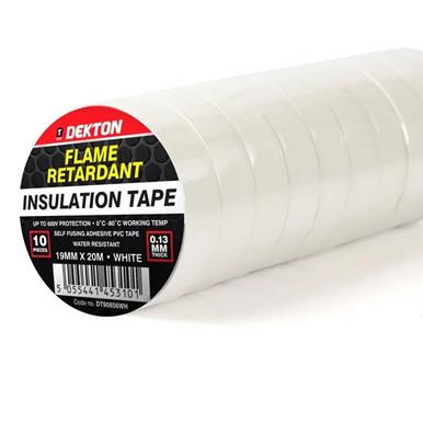 Dekton DT90856WH Insulation Tape White 19mm x 20m Pack of 10