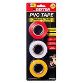 Dekton DT90858 PVC Insulation Tape 15mm x 13m Yellow/ Red/ White Pack of 3