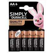 Duracell S18450 Simply AA Batteries Card of 6