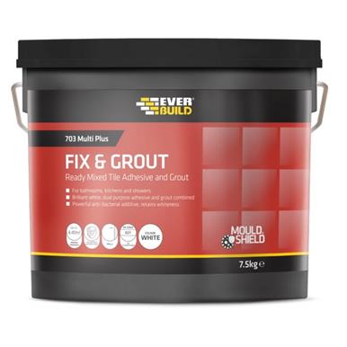 Everbuild 703 Fix & Grout Ready Mixed Tile Adhesive White 5L (7.5Kg)