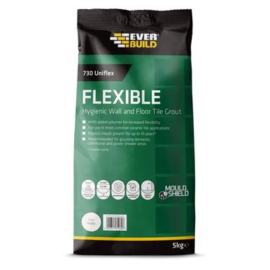 Everbuild 730 Flexible Hygenic Wall & Floor Tile Grout 5Kg Ivory