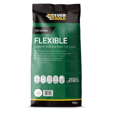 Everbuild 730 Flexible Hygenic Wall & Floor Tile Grout White 5Kg