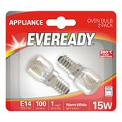 Eveready S1021 Oven Bulbs 15W SES Card of 2