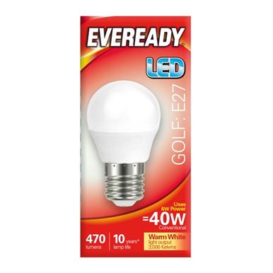 Eveready S13606 LED Golf Opal ES E27 5W (40W) Warm White 470LM Box of 5