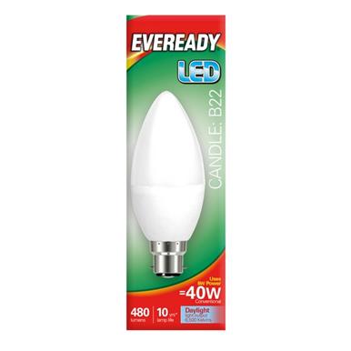 Eveready S13611 LED Candle Opal BC B22 5W (40W) Daylight 470LM Box of 5