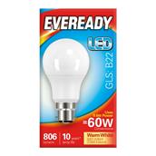 Eveready S13622 LED GLS BC B22 9W (60W) Warm White 806LM Box of 5