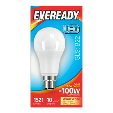 Eveready S13626 LED GLS BC B22 14W (100W) Warm White 1521LM Box of 5