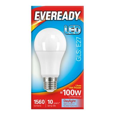 Eveready S13629 LED GLS ES E27 14W (100W) Daylight 1521LM Box of 5