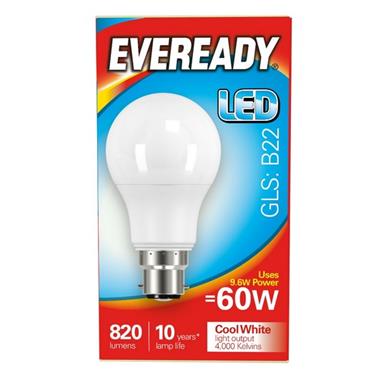 Eveready S14314 LED GLS BC B22 9W (60W) Cool White 806LM Box of 5