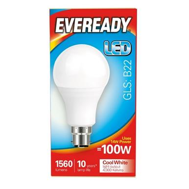 Eveready S14316 LED GLS BC B22 14W (100W) Cool White 1521LM Box of 5