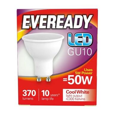 Eveready S14319 LED GU10 5W (50W) Cool White 350LM Box of 5