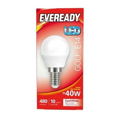 Eveready S14321 LED Golf Opal E14 5W (40W) Cool White 470LM Box of 5