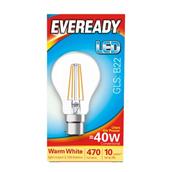 Eveready S15483 LED Filament GLS Bulb BC B22 4W (40W) Warm White 470LM Box of 5