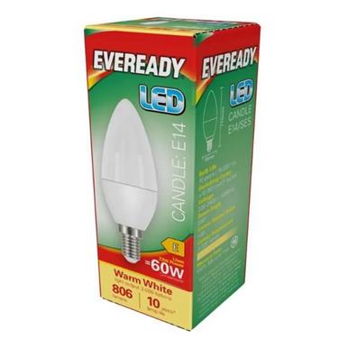 Eveready S17377 LED Candle Opal SES E14 7W (60W) Warm White 806LM Box of 5