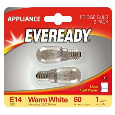 Eveready S875 Fridge Bulbs 15W SES Pack of 2