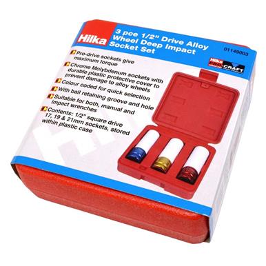 Hilka 1/2&quot; Drive Alloy Wheel Socket Set 3Pc