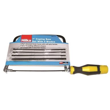 Hilka Soft Grip Coping Saw 7&quot; with 5 Blades