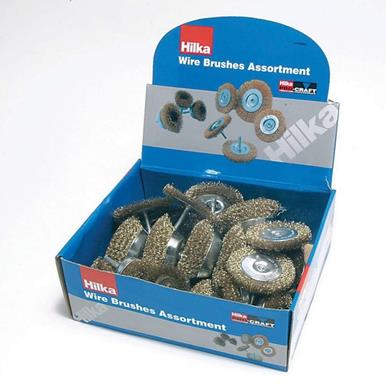 Hilka Wire Cup & Wheel Brush Assortment Display Box of 24