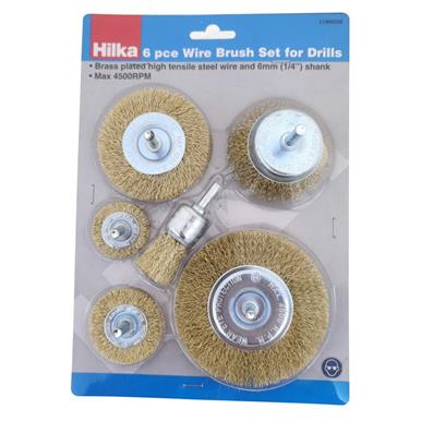 Hilka Wire Brush Set for Drills Pack of 6