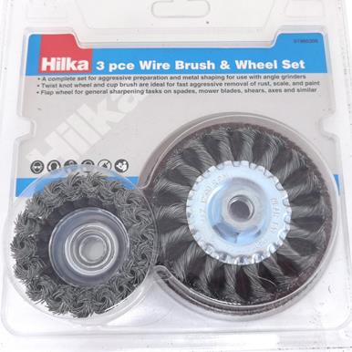 Hilka Wire Brush & Wheel Set for Angle Grinder Pack of 3