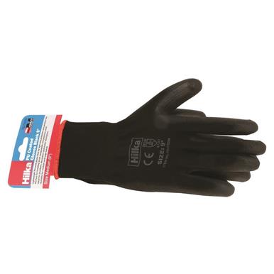 Hilka Black PU Work Gloves Size 9 / Medium *Pack of 12 Pairs*