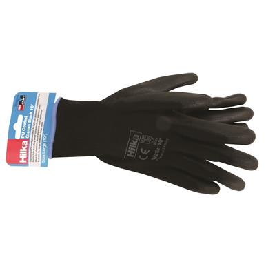Hilka Black PU Work Gloves Size 10 / Large *Pack of 12 Pairs*