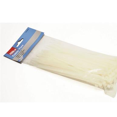 Hilka Cable Ties White 4.8 x 200mm Bag of 100