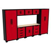 Hilka Garage Cabinet Storage Set Red and Black 9Pc