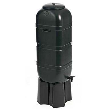 Black Slimline Water Butt Set 100L with Lid, Tap, Stand and Downpipe Filler Kit