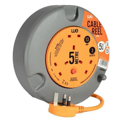 5m 3 Socket Cassette Cable Reel 13amp