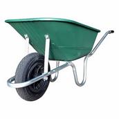 Plastic Pan Wheelbarrow with Silver Frame and Pneumatic Wheel 110L