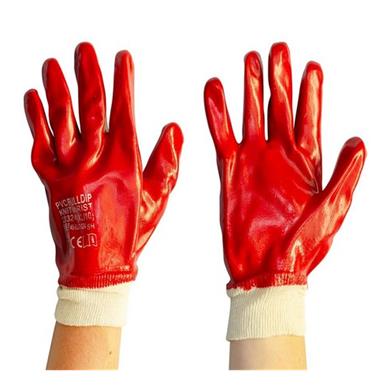 HNH Red PVC Knit Wrist Gloves Size 10