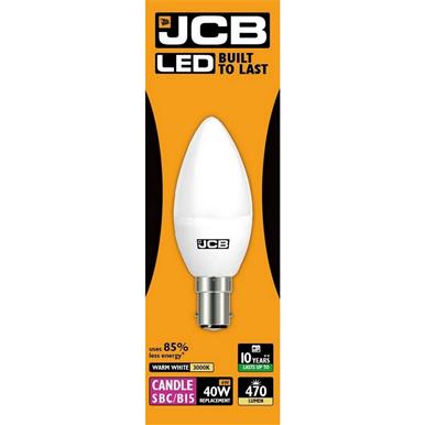 JCB S10980 LED Candle Opal SBC B15 6W (40W) Warm White 470LM Box of 12