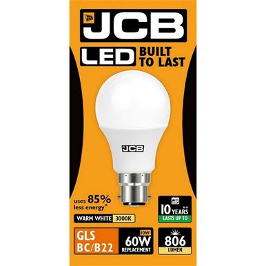 JCB S10989 LED GLS Opal BC B22 10W (60W) Warm White 806LM Box-12
